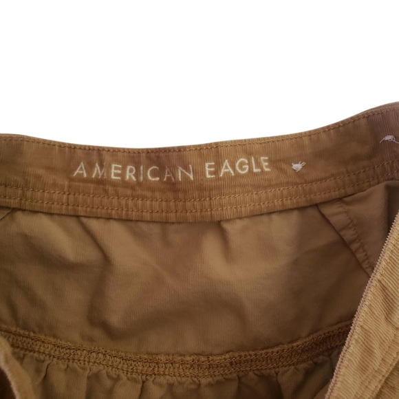 American Eagle AEO Tan Brown Corduroy Button Down Mini Skirt With Pockets - Picture 6 of 7
